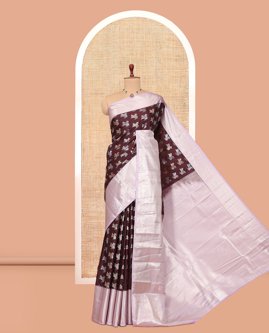 Coffee Brown-Lavender Budget Silk Saree