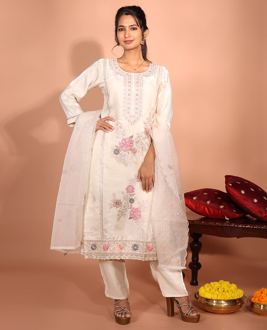 Cream Glass Readymade Suit
