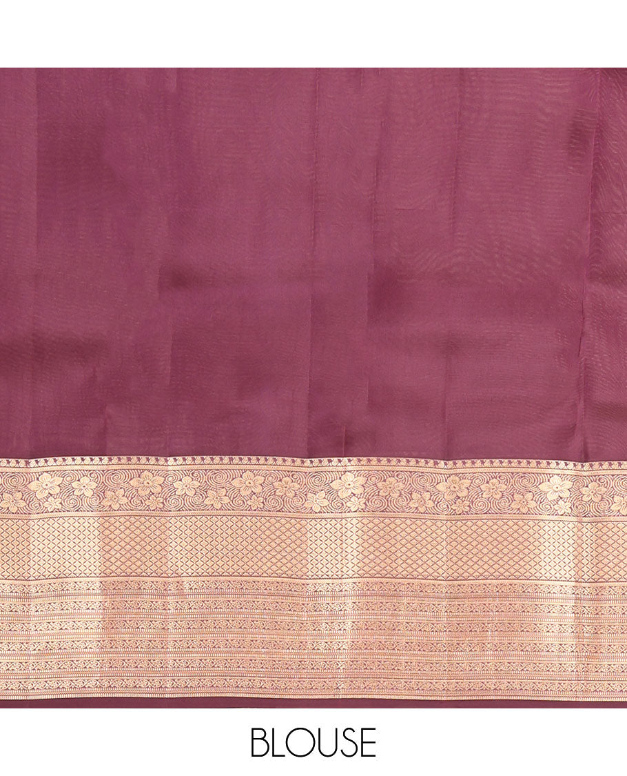 Grey Vasundhara Lite Silk Mix Saree, Elevated with a Zari Buttas on Its Body, Complemented by a Contrast Border of Manga, Jaal, Muthu, and Kodi Visiry Designs, Pallu of Jaal Designs, and Paired with a Contrast Blouse