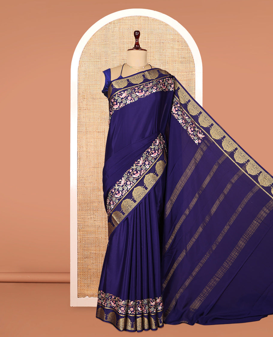 Violet Plain Mysore Silk Saree