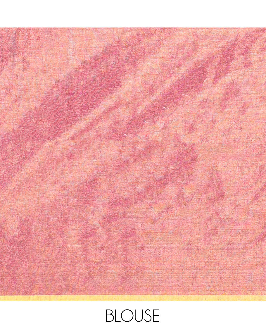 Borderless Light Purple Plain Khadi Tissue Saree, a Self-Striped Pallu, and a Matching Blouse