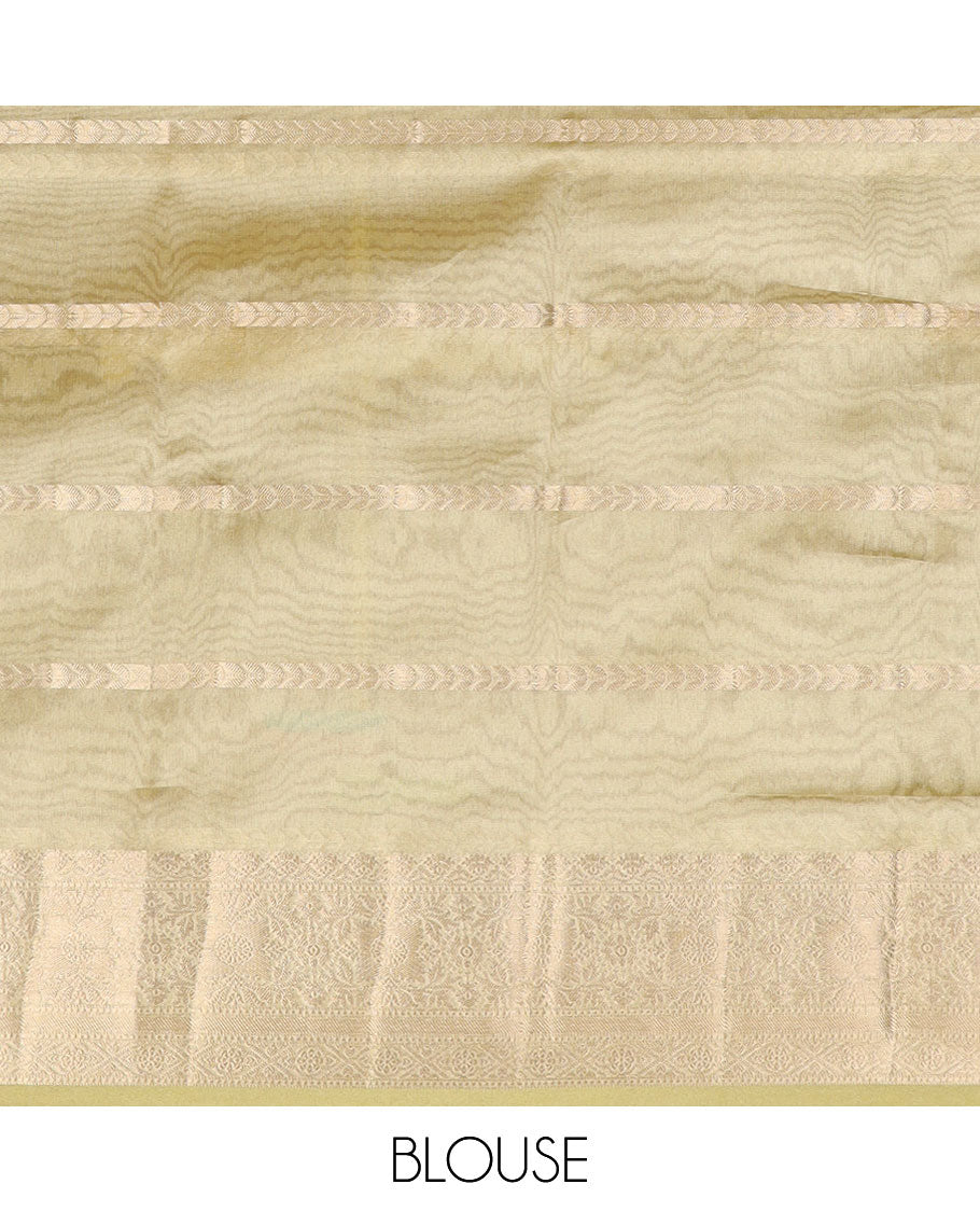 Multi-color all-over rangkat style, hand brushing tissue saree with zari border