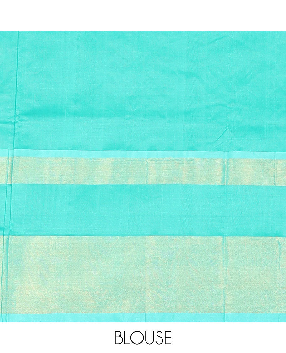 Lavender Kuppadam Cotton Saree, Adorned with Floral Buttas All Over Its Body, Complemented by a Bavanji Border, Captivating Contrast Pallu of Ogee Patterns, and Paired with a Contrast Blouse
