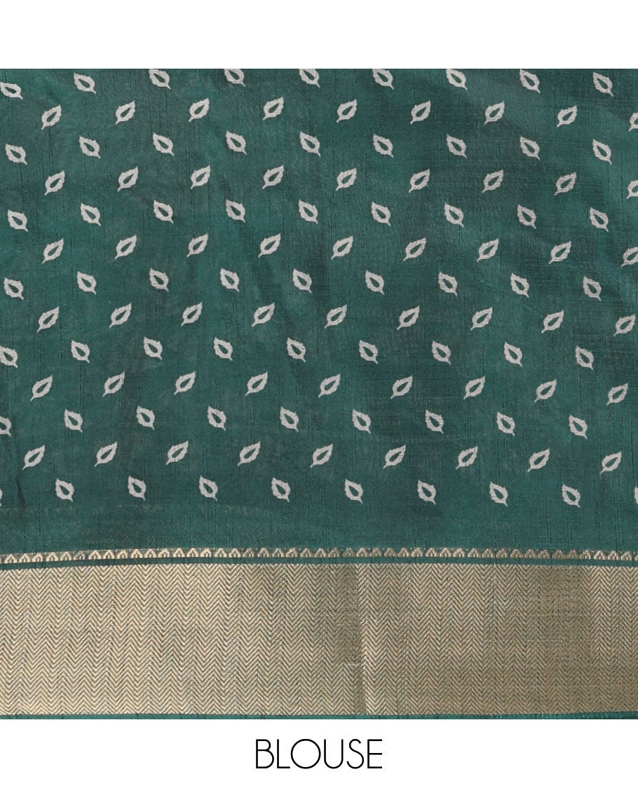 Maroon kalamkari-style round peocock & floral vine printed dola silk saree,contrast chevron zari border & peacock pallu