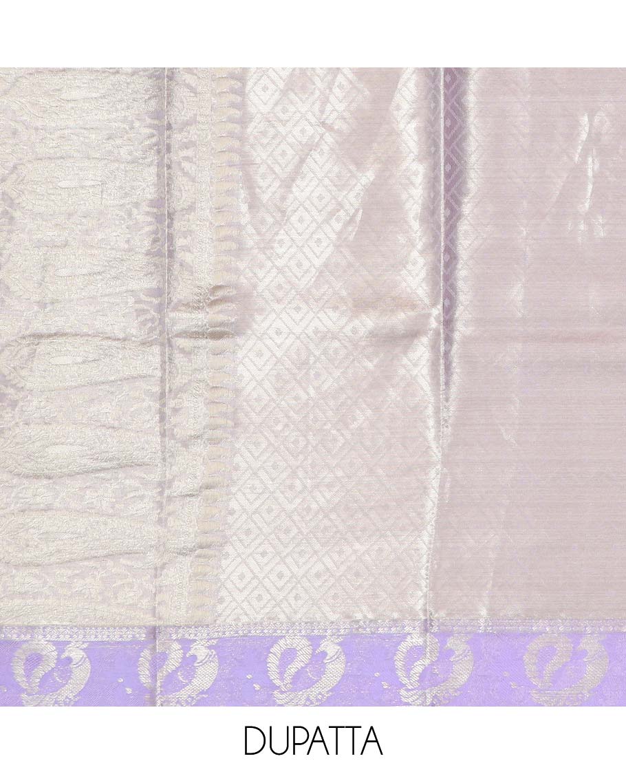 Green checked, floral design pure silk half silk saree with contrast zari border , contrast zari design blouse & plain with zari border dhavani