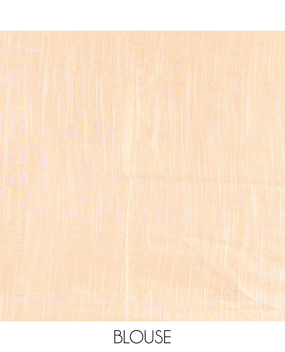 Pink Bhagalpur Cotton Saree, Adorned with Buttas, Complemented by a Contrast Border, Pallu, and a Contrast Blouse