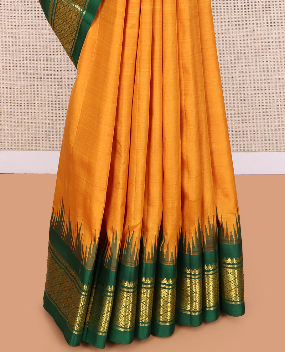 Mustard Kanchipuram Silk Saree
