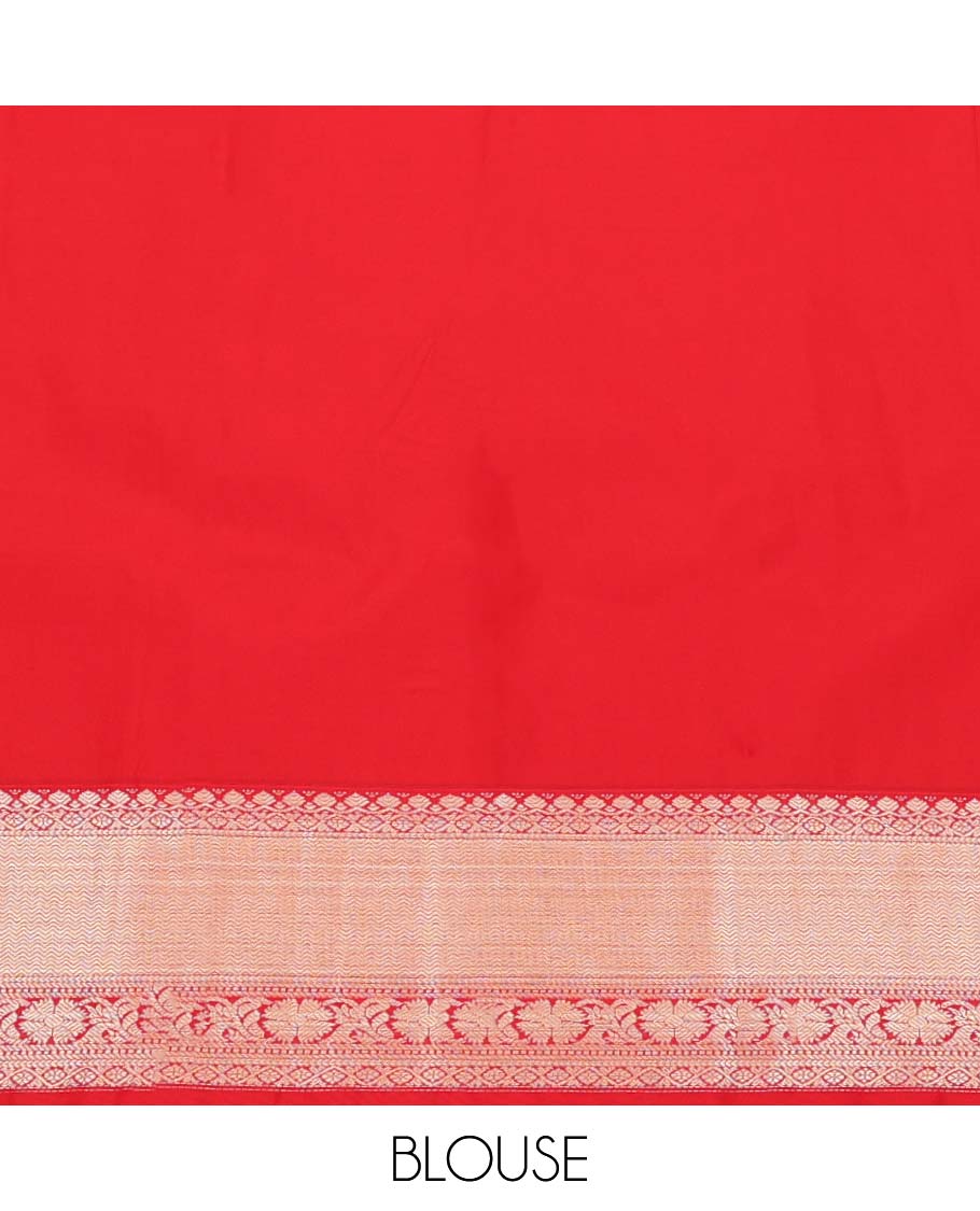 Green Budget Silk Saree, Accentuated with Zari Buttas All Over Its Body, Complemented by a Contrast Traditional Zari Design Border, Intricately Designed Pallu, and Paired with a Contrast Blouse
