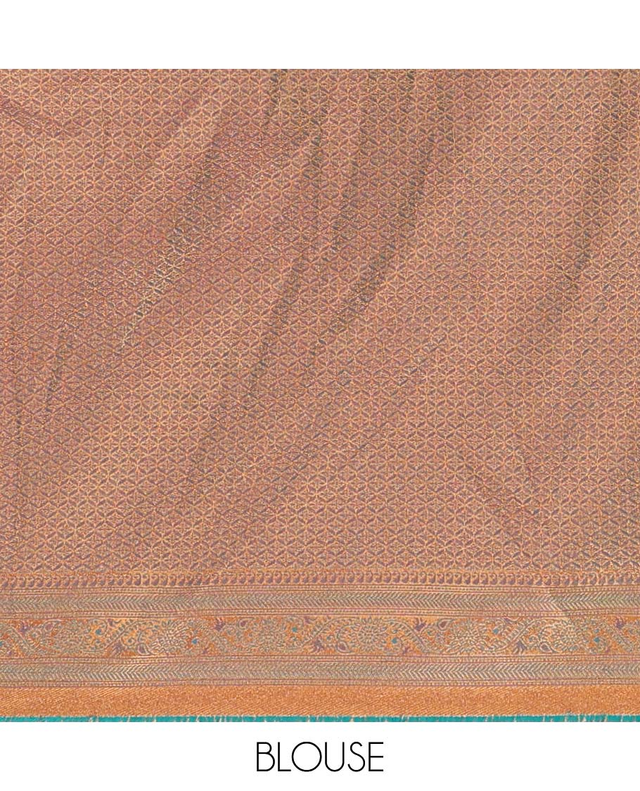 multi-color half saree with contrast zari design border, zari design blouse & floral zari design dhavani