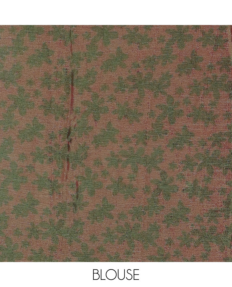 Borderless manthulir green plain design viscose saree, flower motifs printed matching blouse