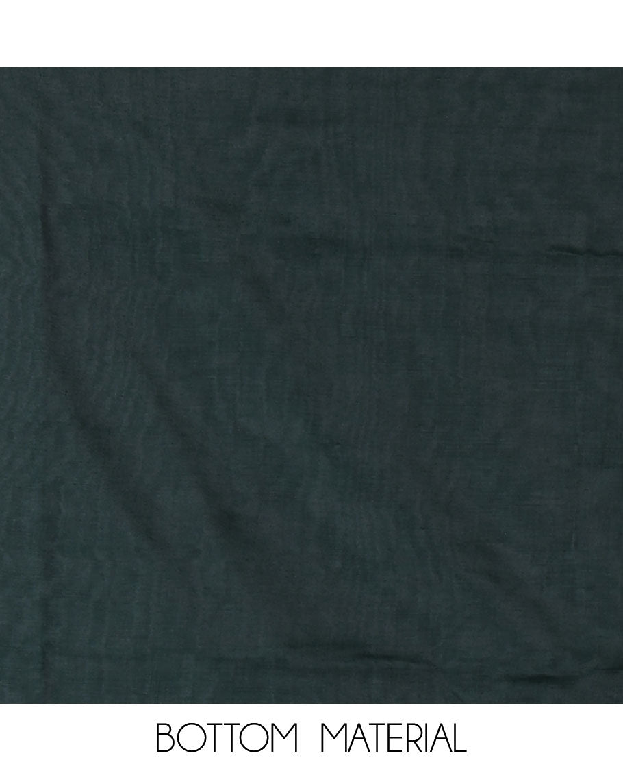 Pista green Vichitra silk material churidar set, floral motifs embroidered top, contrast Santoon bottom, and floral vine thread embroidered scallop dupatta