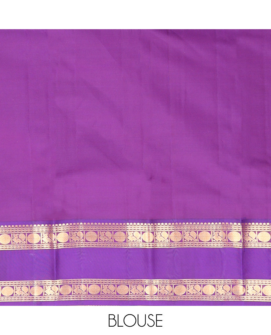 Pink Vasundhara Lite Silk Mix Saree, Adorned with Zari Buttas All Over Its Body, Complemented by Contrast Rettai Pettu Border of Thilakam Mokku, Neli, Poun, and Mayil Designs, and Zari Woven Pallu and Paired with a Contrast Blouse