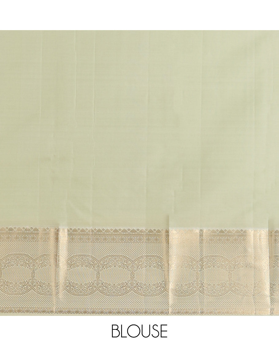 Peach buttas vasundhara elite silk saree with contrast intricate zari design border & geometric design pallu