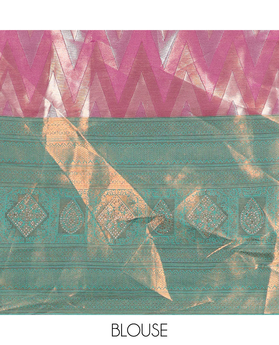 Maroon chevron artsilk halfsaree,contrast traditional zari design & stonework border,jacquard blouse & intricate dhavani