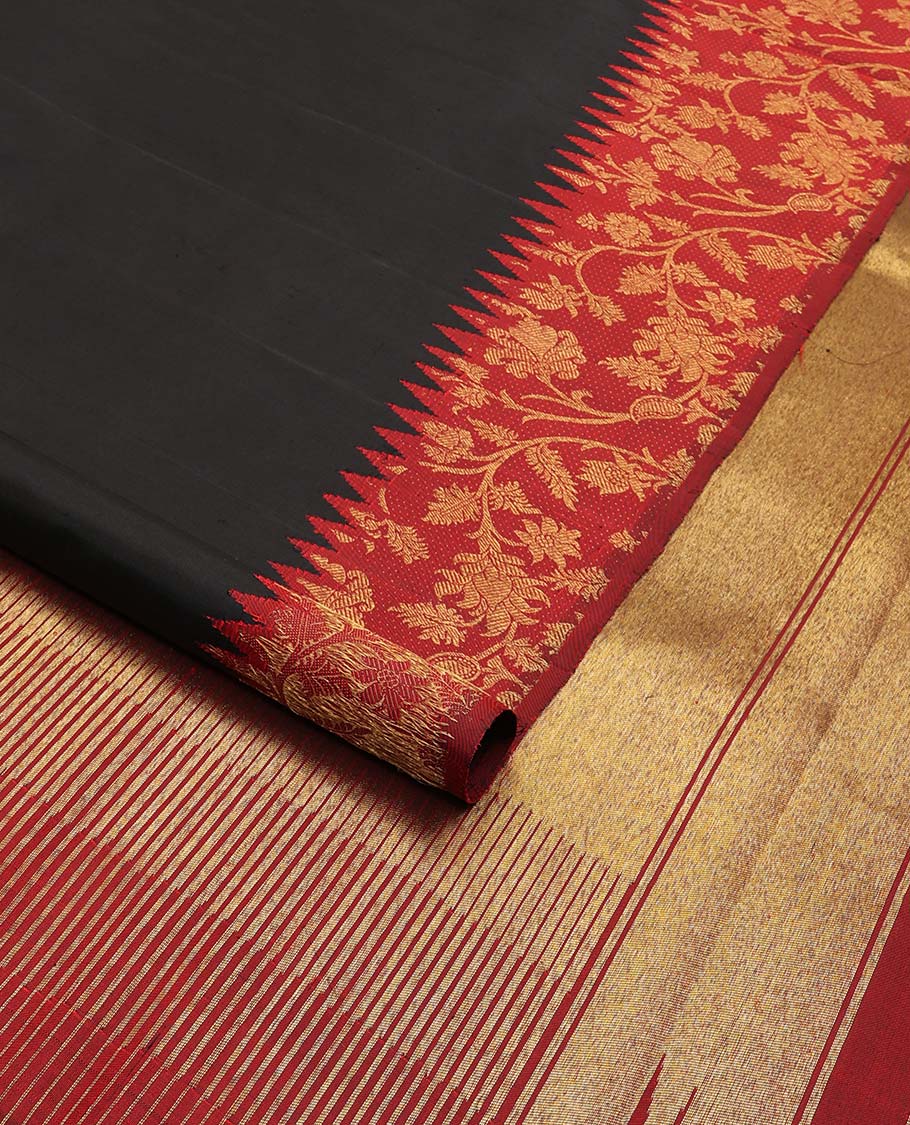 Borderless multi-color floral jacquard silk saree with bhavanji pallu