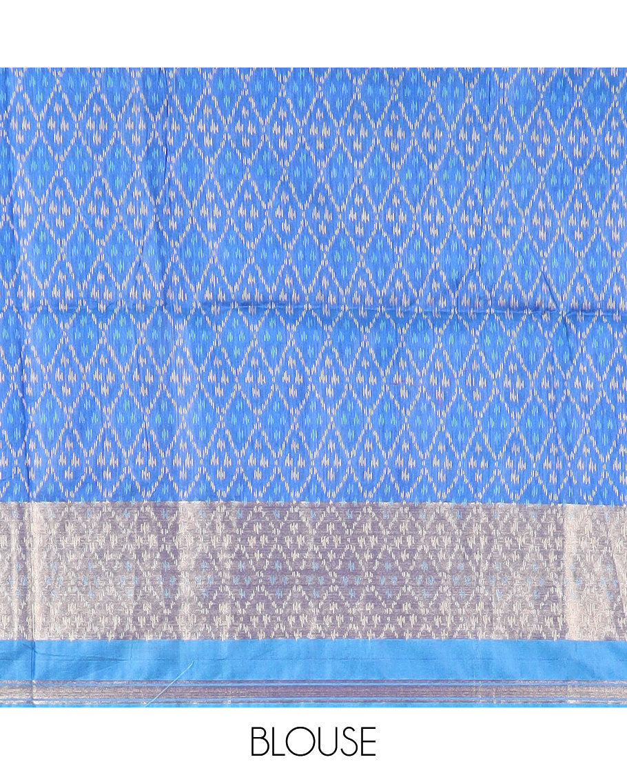 Anantha blue allover rajkot patola style weaving semi jute silk saree with paithani border & self rich pallu along with brocade blouse