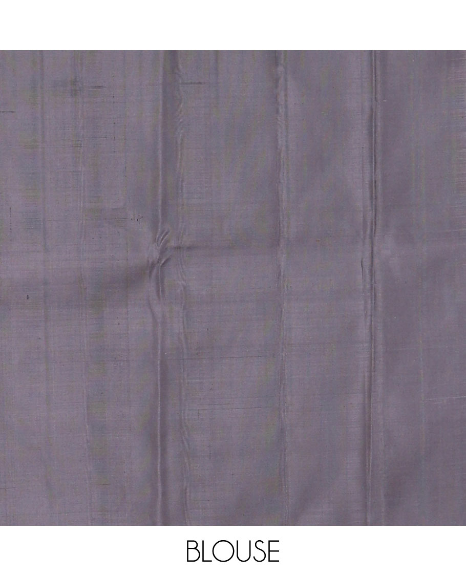 Black floral vine design kanchipuram designer silk saree with self zebra design border & intricate zari design pallu