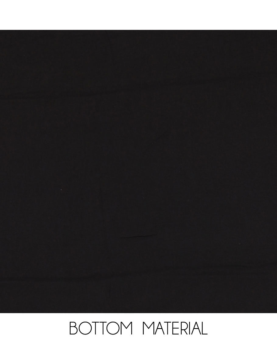 Black and pink viscose georgette material churidar set, big bandhani dots printed top, plain bottom, and big bandhani dots printed dupatta