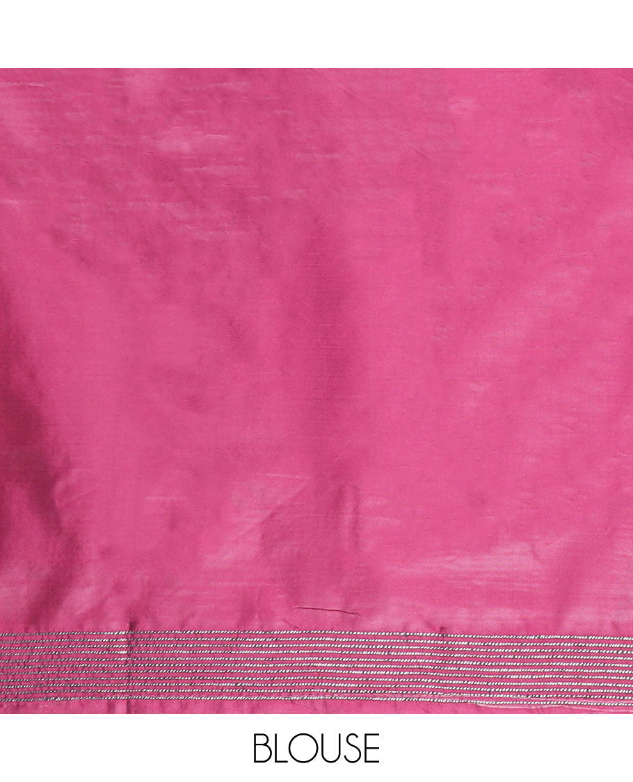 Maroon neem zari design litchi soft silk saree with self border & neem zari design pallu along with plain blouse