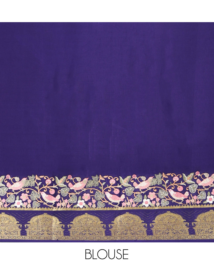 Violet Plain Mysore Silk Saree