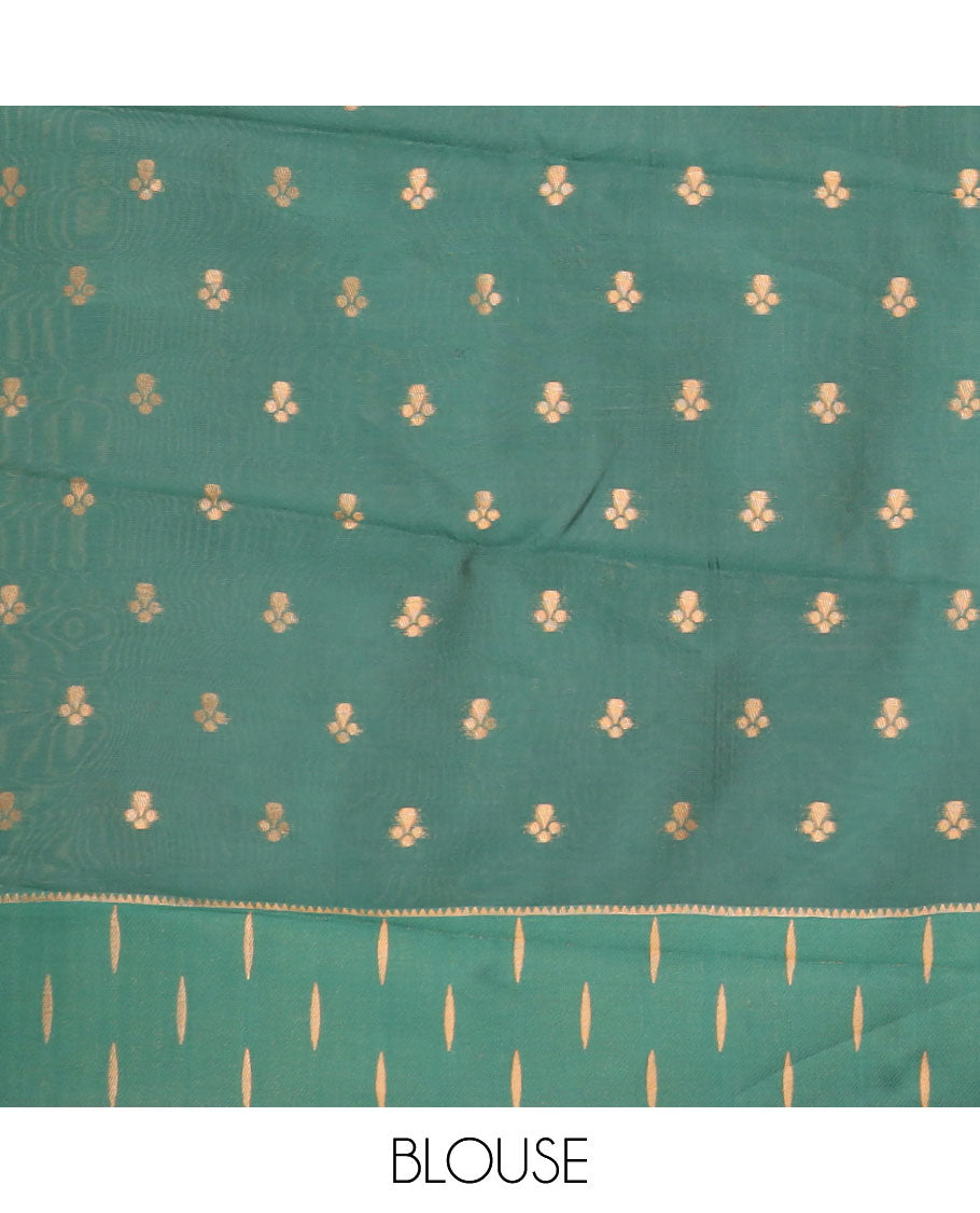 Pink copper zari brocadedesign litchi soft silk saree with contrast korvai stain , weaving buttas border & contrast weaving rich pallu along with copper zari, small buttas blouse