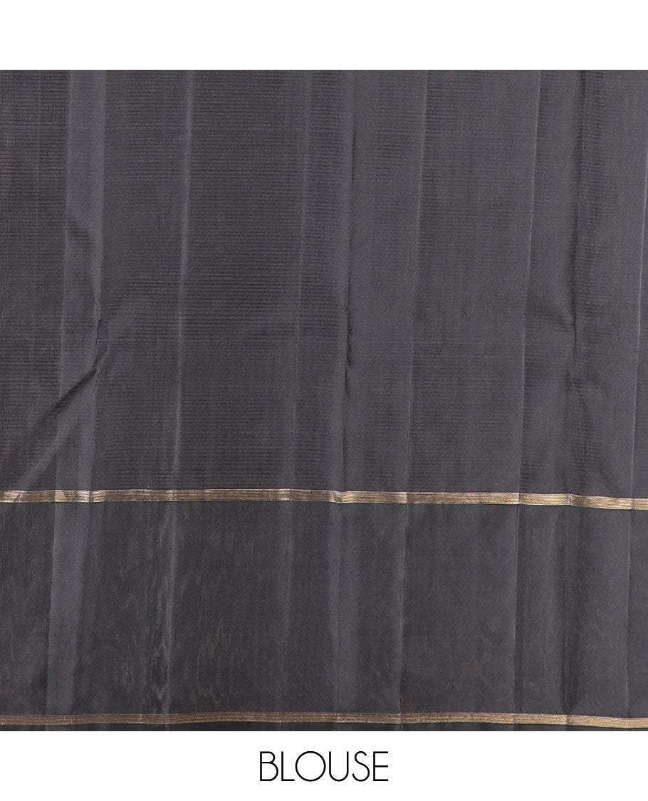 light green striped mayuri soft silk saree with contrast zari design border & geometric design pallu