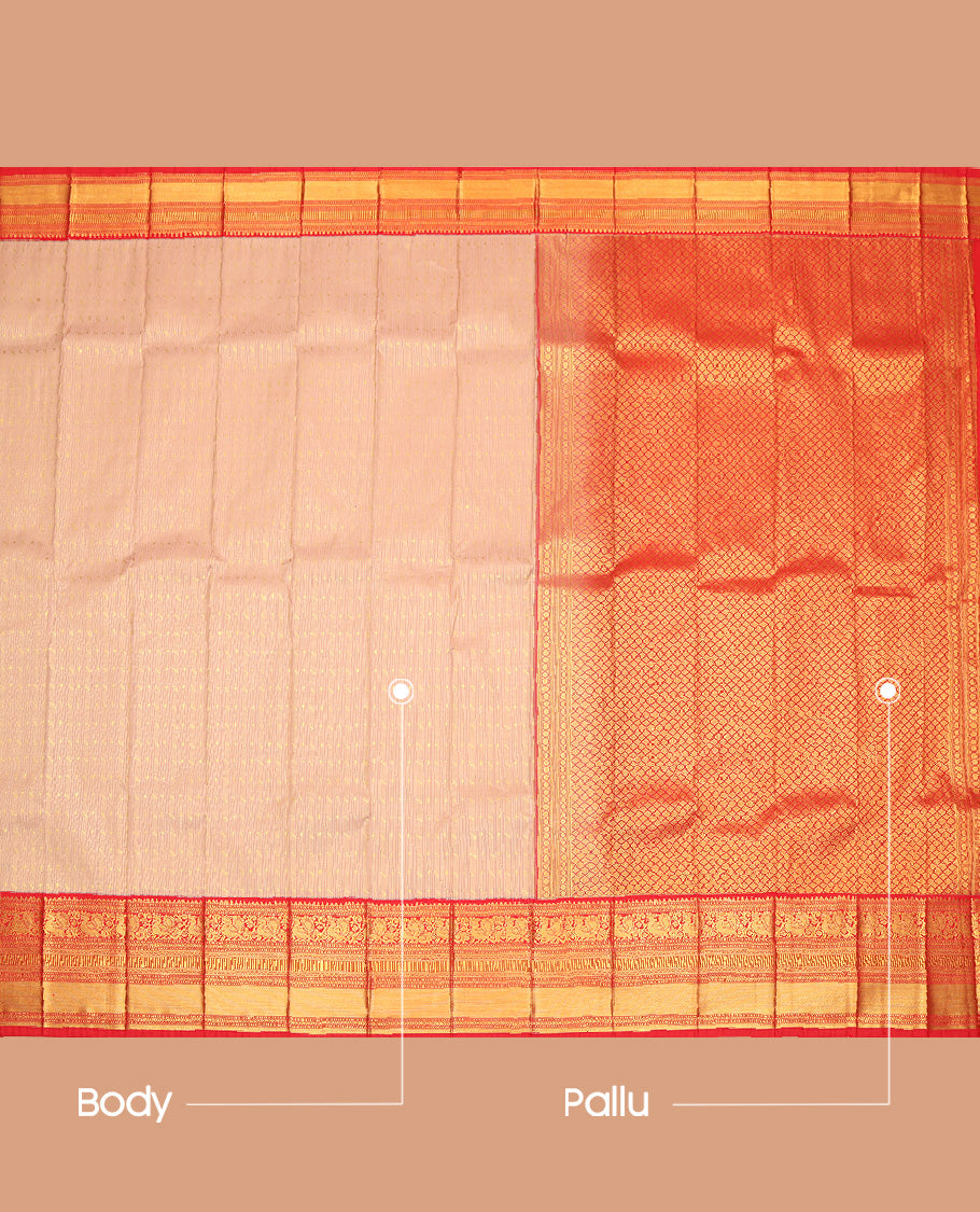 Light Sandal Zari Stripes Budget Silk Saree