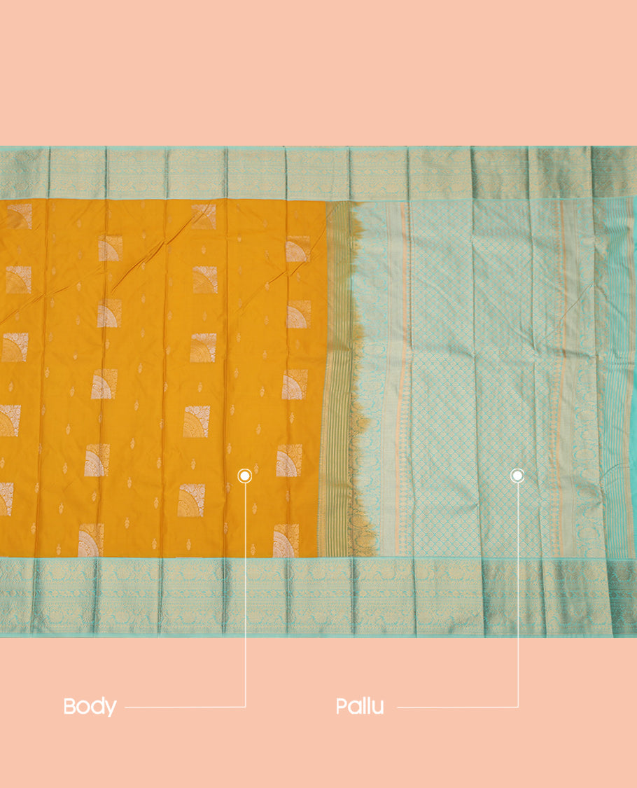 Yellow Traditional Zari Butta Budget Silk Saree