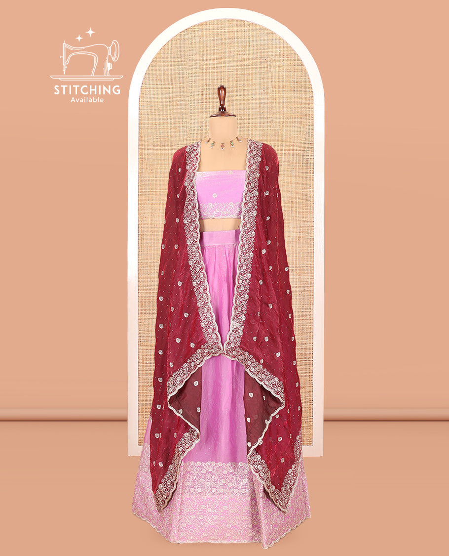 Lavender Moss Organza Half-Saree