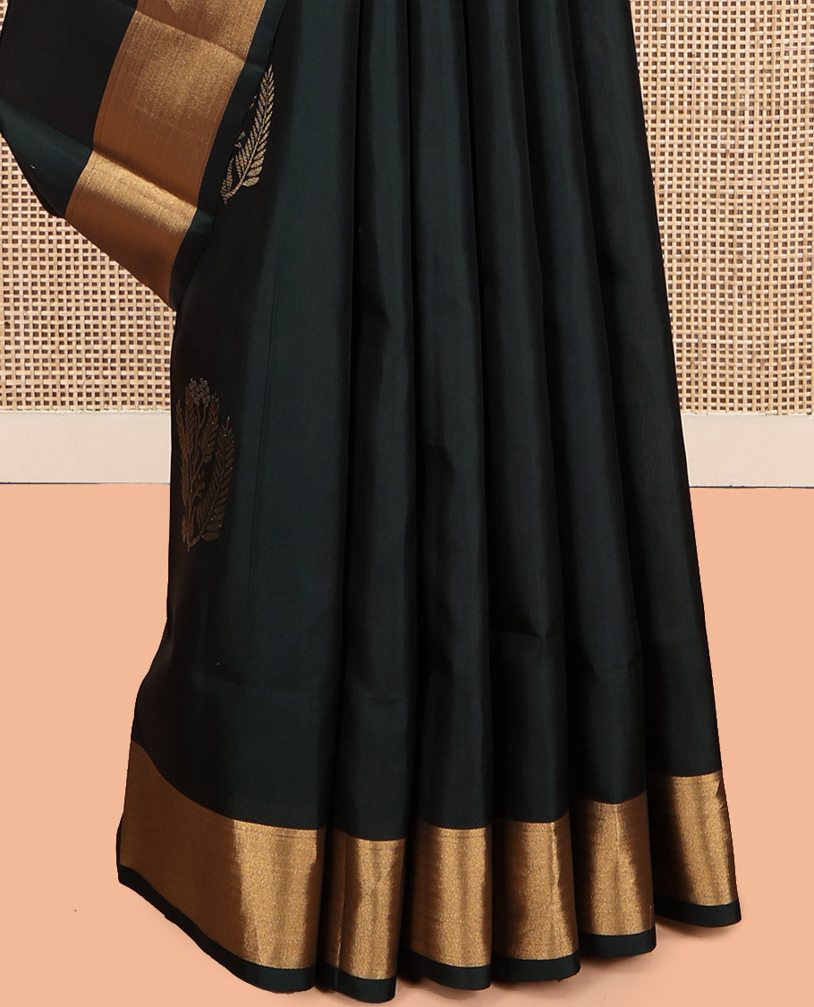 Black Mayuri Lite Silk Mix Saree, Richly Detailed with Zari Buttas, Zari Bavanji Border, Complemented by Contrast Intricate Pallu, and a Contrast Blouse
