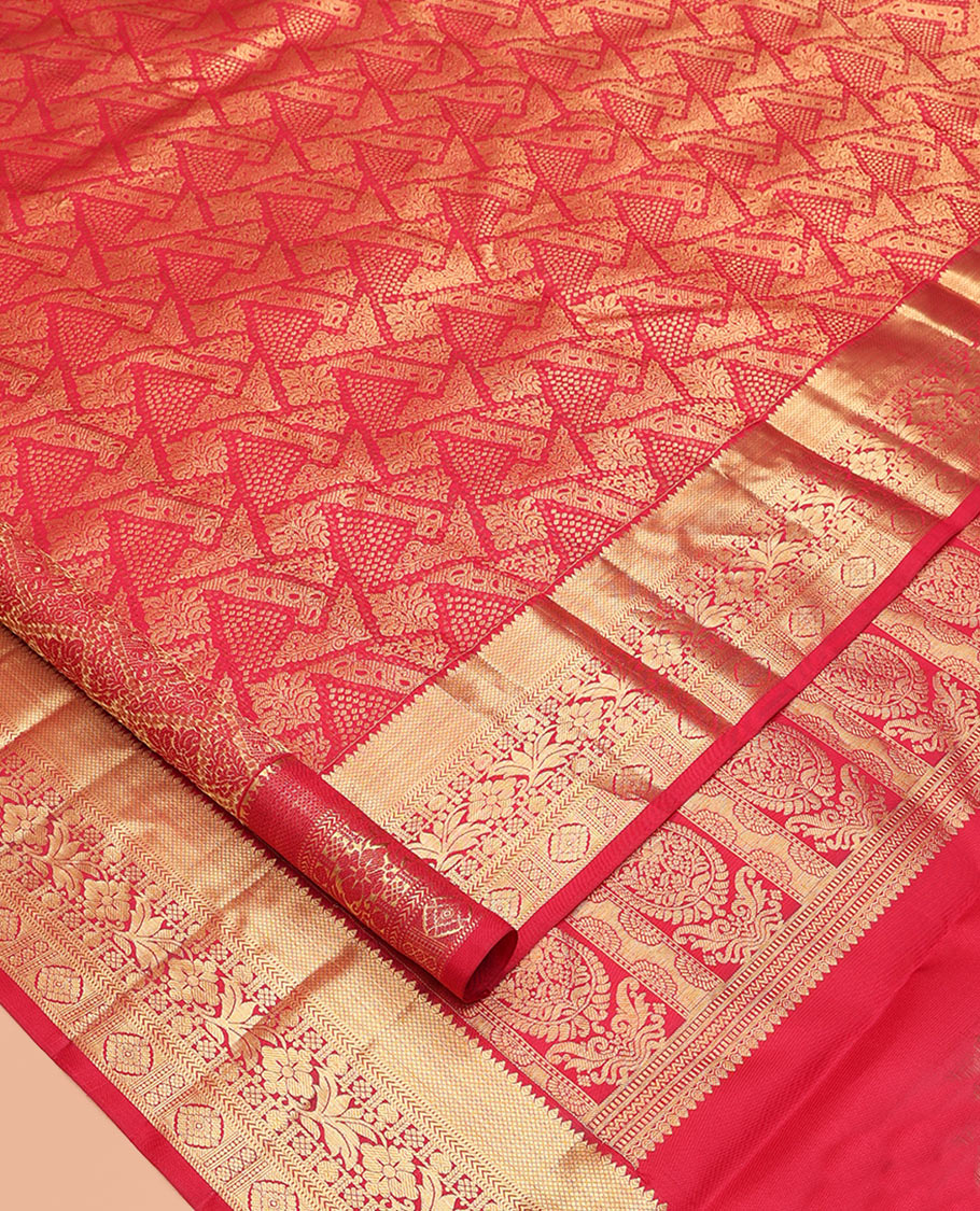 Red Jacquard Kanchipuram Wedding Silk Saree