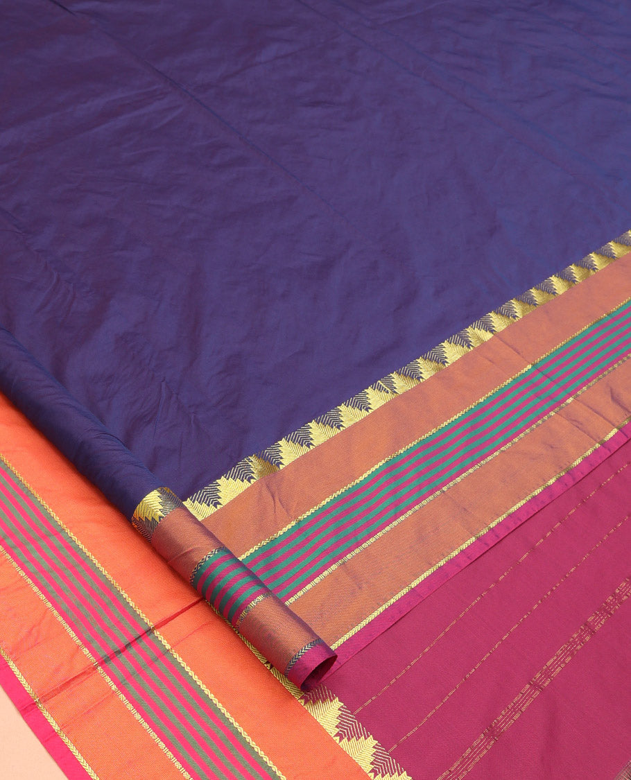 Navy Blue Plain Ten-Yard Art Silk Saree