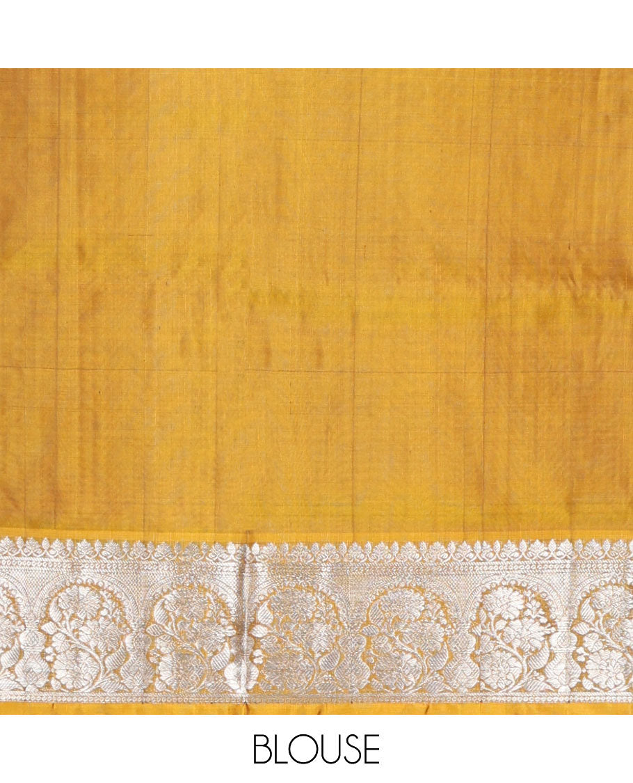 Blue striped design venkatagiri silk saree with contrast zari design pallu & argyle design pallu