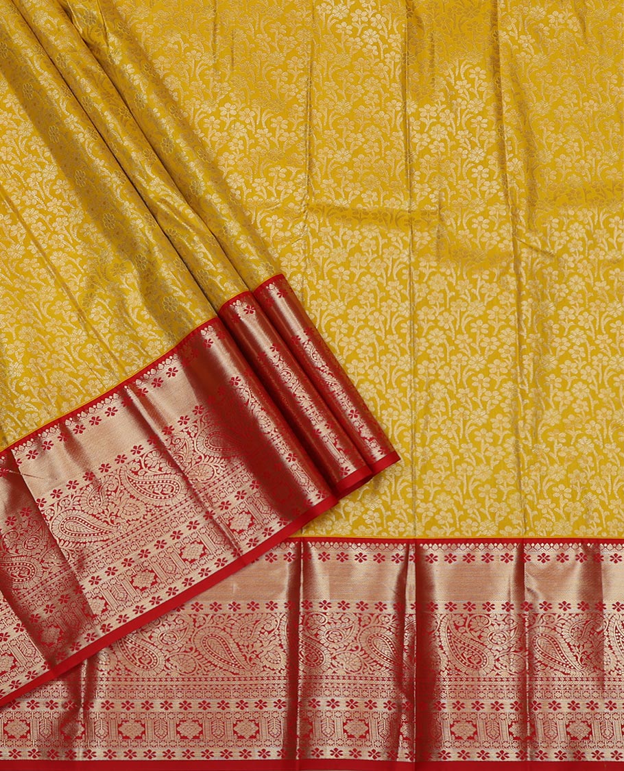 Yellow Art Silk Pavadai Material Set