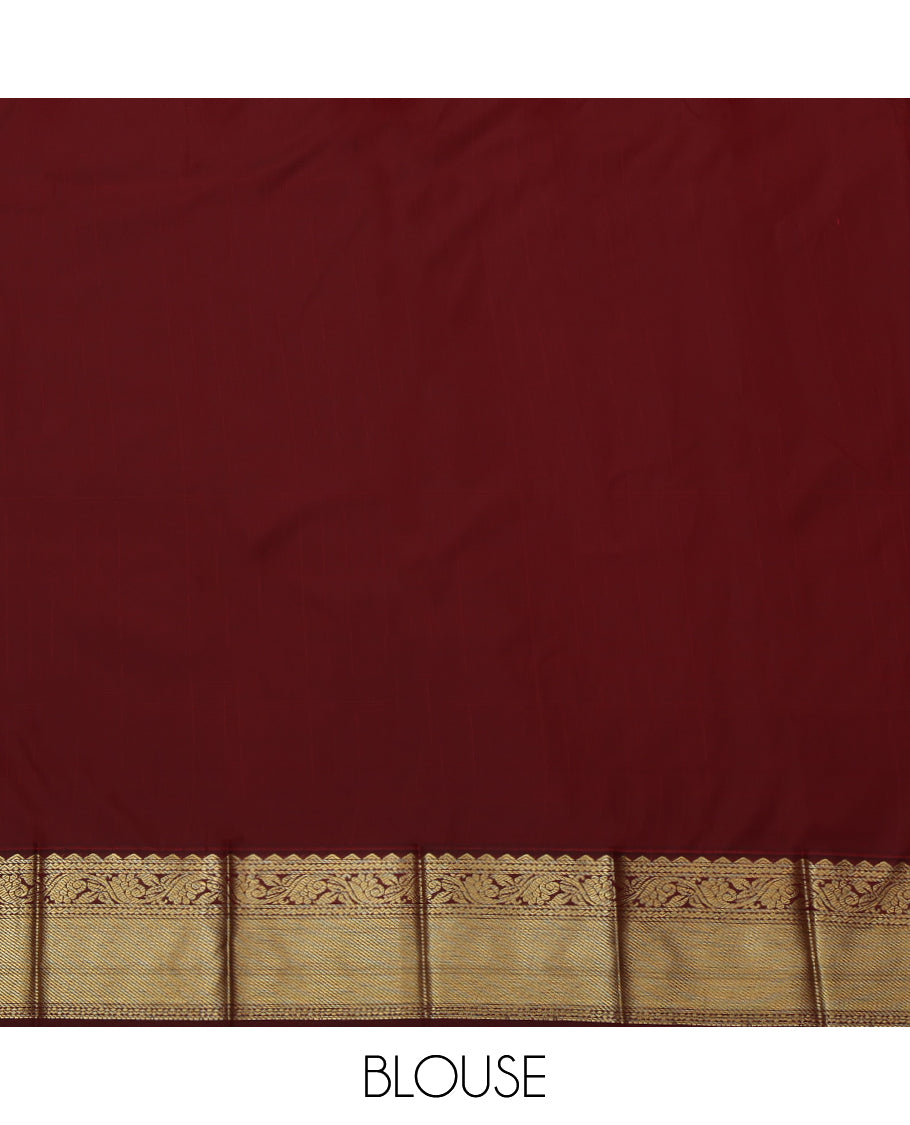 Mustard Budget Silk Saree, Woven with Zari Buttas and Checks, a Contrast Traditional Zari Border, Grand Pallu, and a Contrast Blouse