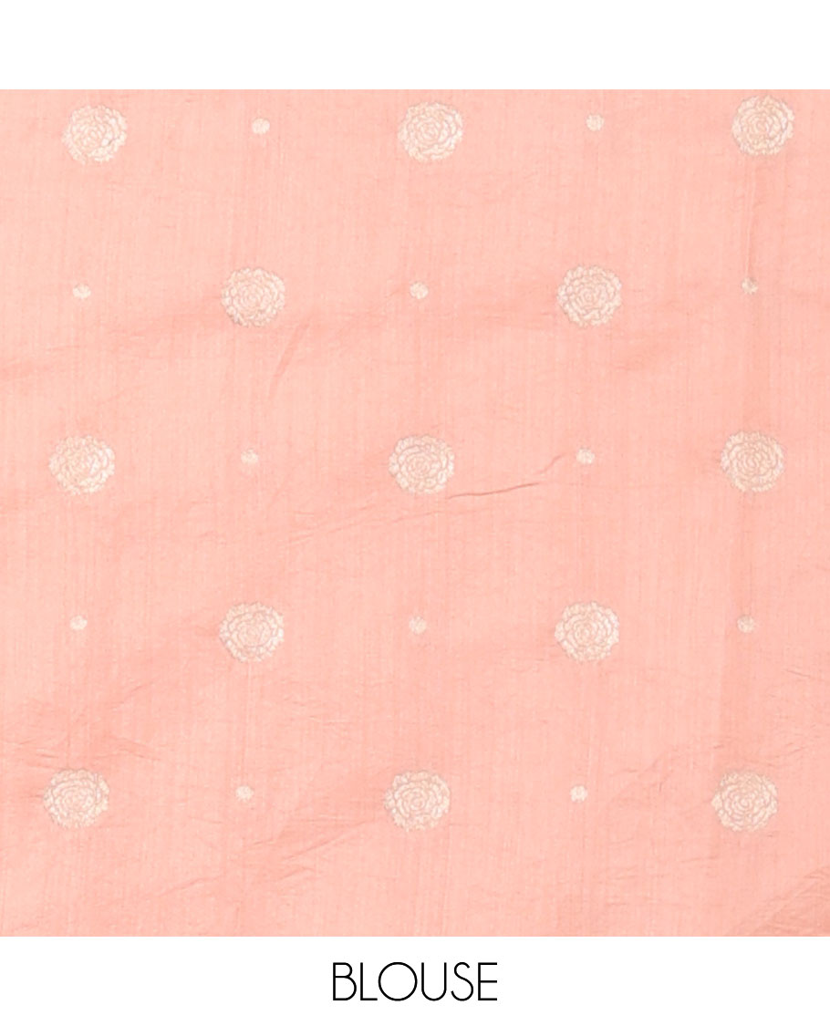 Orange floral thread embroidery organza saree with self floral, bird embroidery border