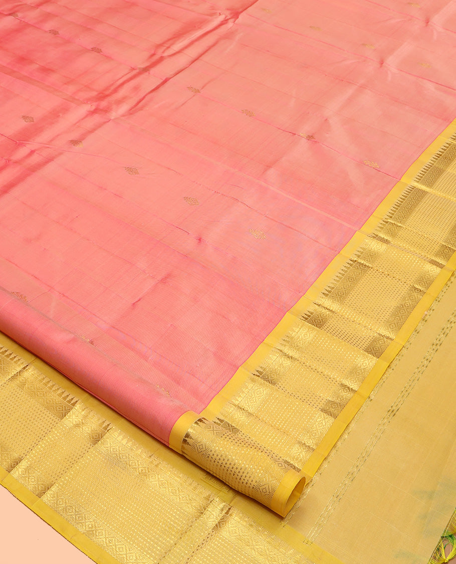 Pink Kanchipuram Zari Butta Silk Saree