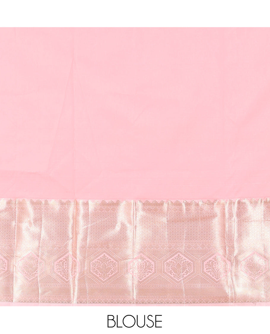 Turmeric Yellow-Peach Jacquard Budget Silk Saree