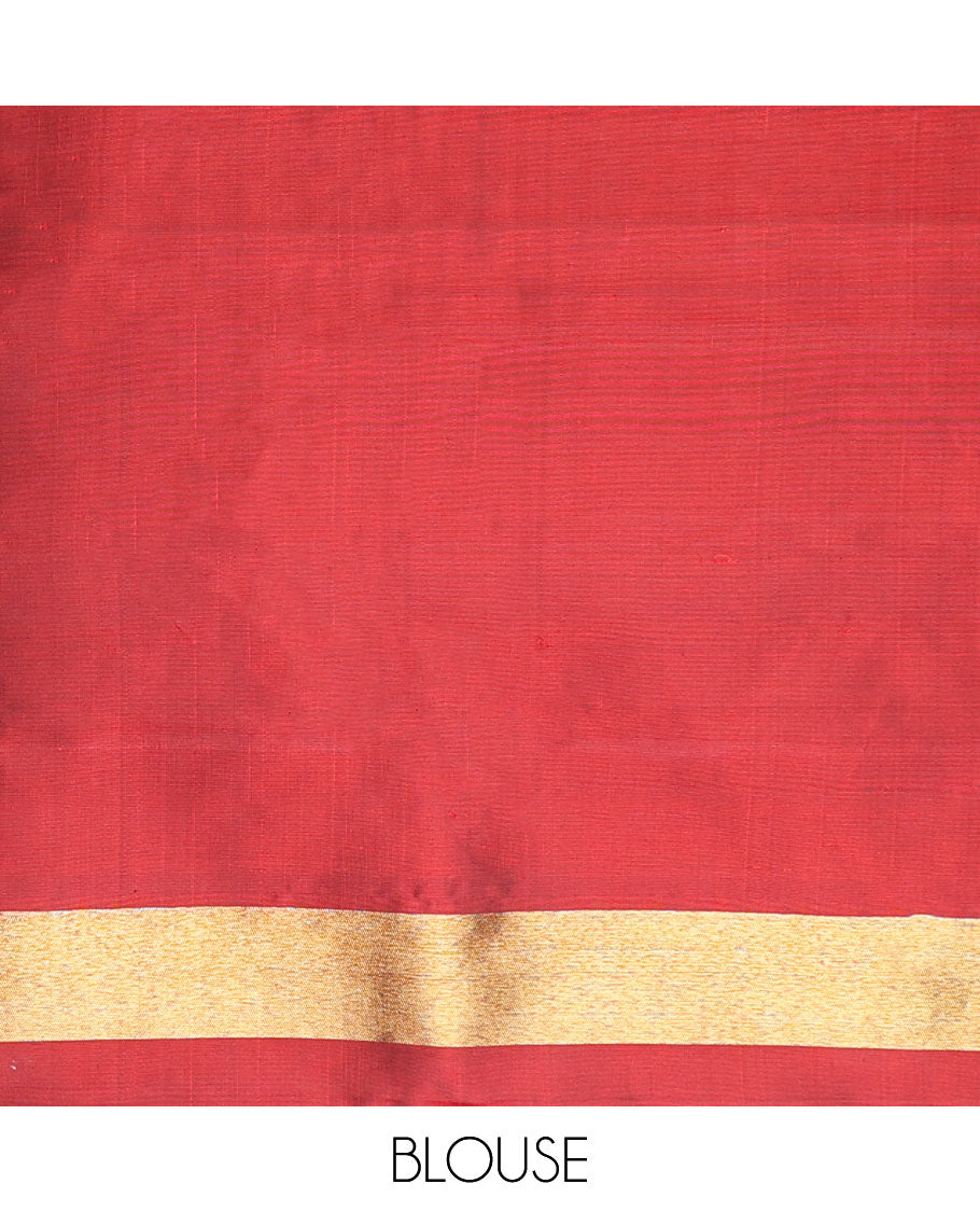 Borderless multi-color floral jacquard silk saree with bhavanji pallu