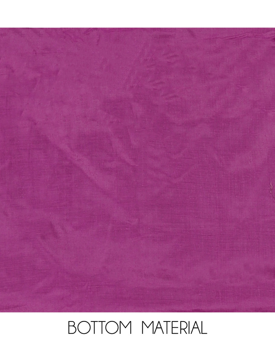 Dark Purple Mul Chanderi Material Chudidar Features Jamdani-Floral Top, Plain Bottom, Jamdani-Floral Dupatta
