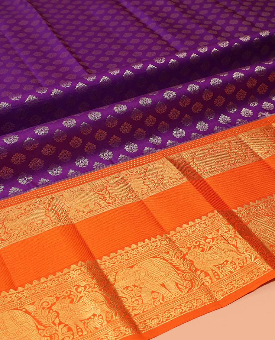 Purple Pure Silk Pavadai Material Set