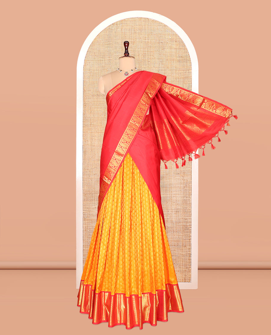 Orange Pure-Silk Half-Saree