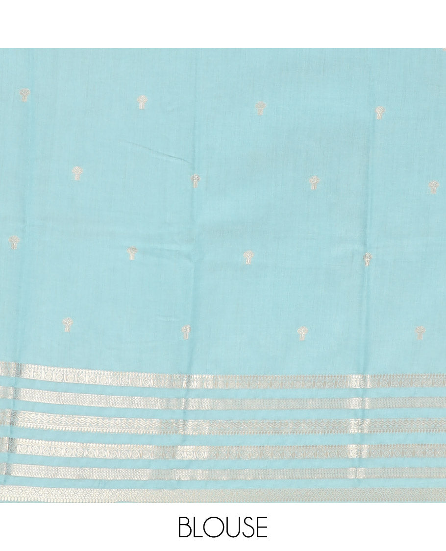 Purple Assam Silk Saree Prettified with Zari Buttas, Complemented by Contrast Zari Border Featuring Traditional Zari Designs, a Gleaming Pallu of Zari Stripes, and Paired with a Contrast Blouse