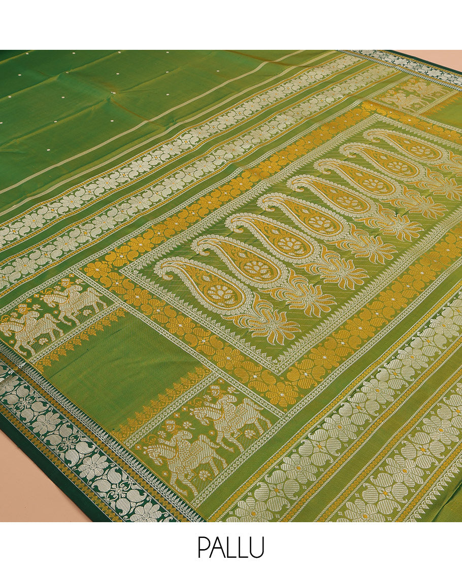 Green Kanchipuram Chettinad Saree