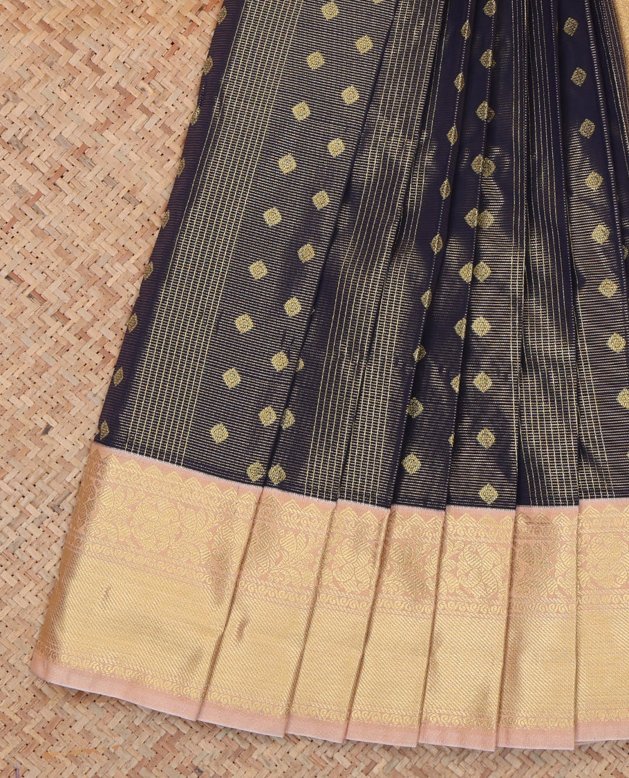 Blue Budget Silk Saree, Enriched with Zari Buttas and Checks, a Contrast Traditional Zari Border, Grand Pallu, and a Contrast Blouse