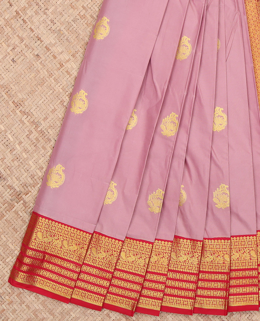 Onion Pink Zari Butta Budget Silk Saree