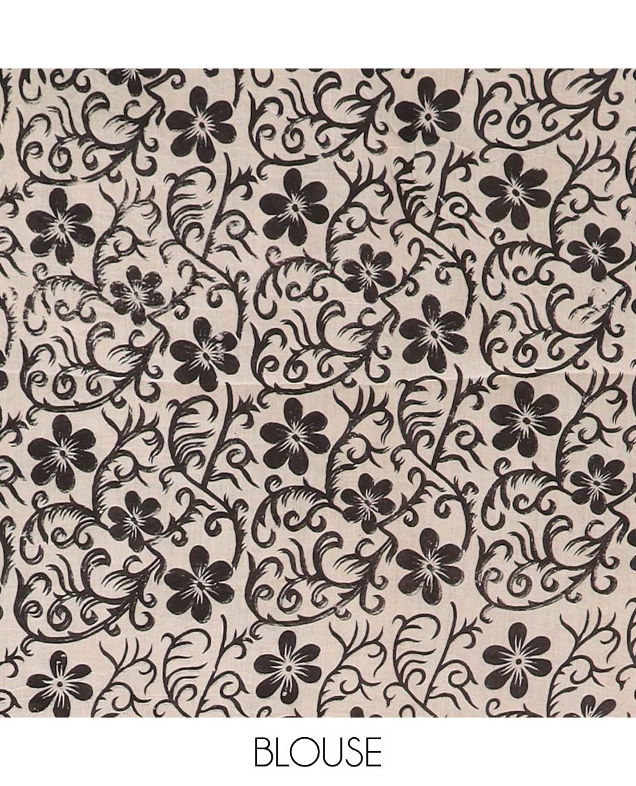 Green floral machine printed kalamkari cotton saree, geometric printed border, and pallu of peacock print