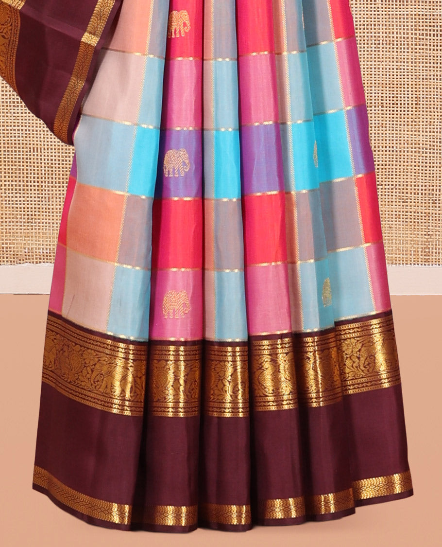 MultiColor Checks Silk Saree