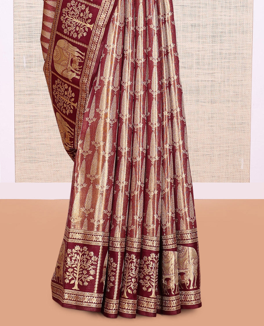 Red-Gold Kanchipuram Tissue Silk Saree
