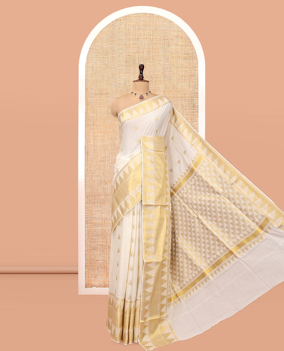 Cream Kerala Cotton Saree